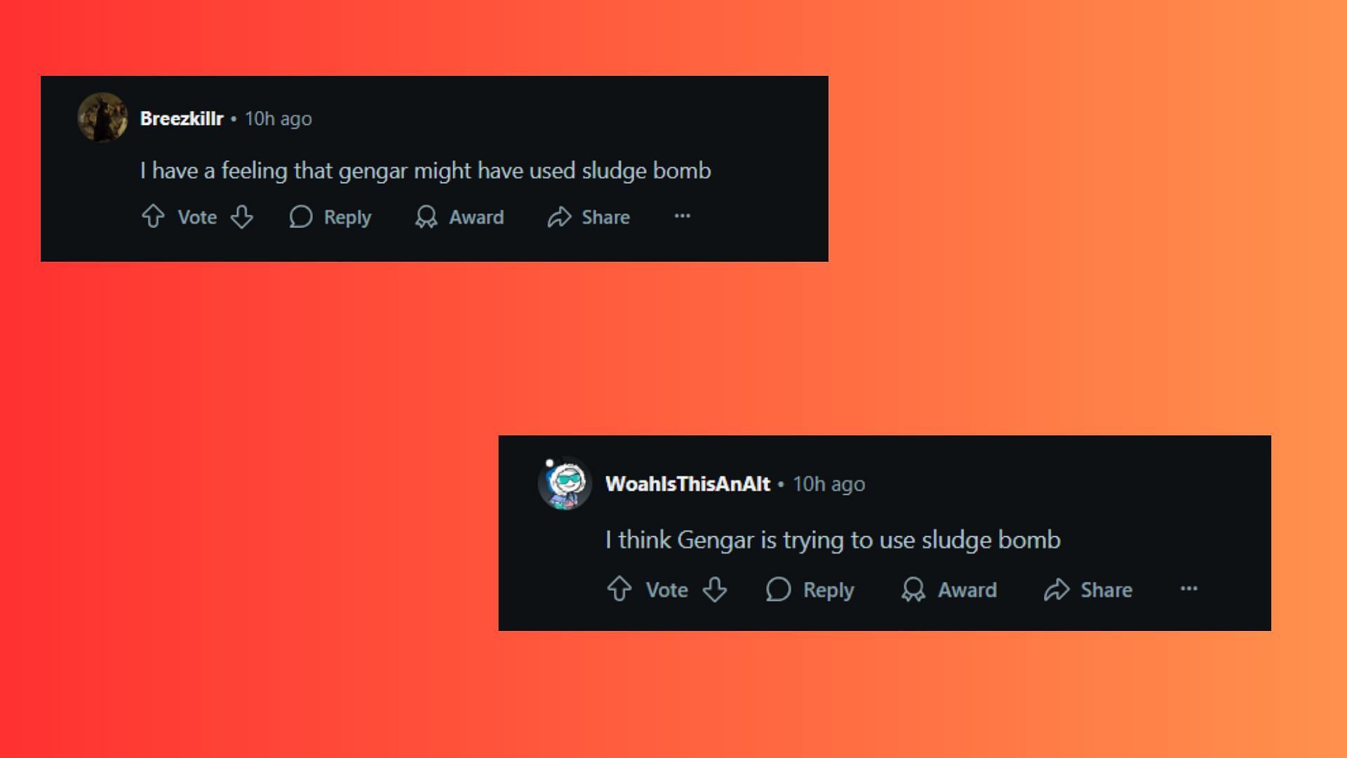 Redditors commenting that Gengar was trying to use Sludge Bomb (Image via TPC)